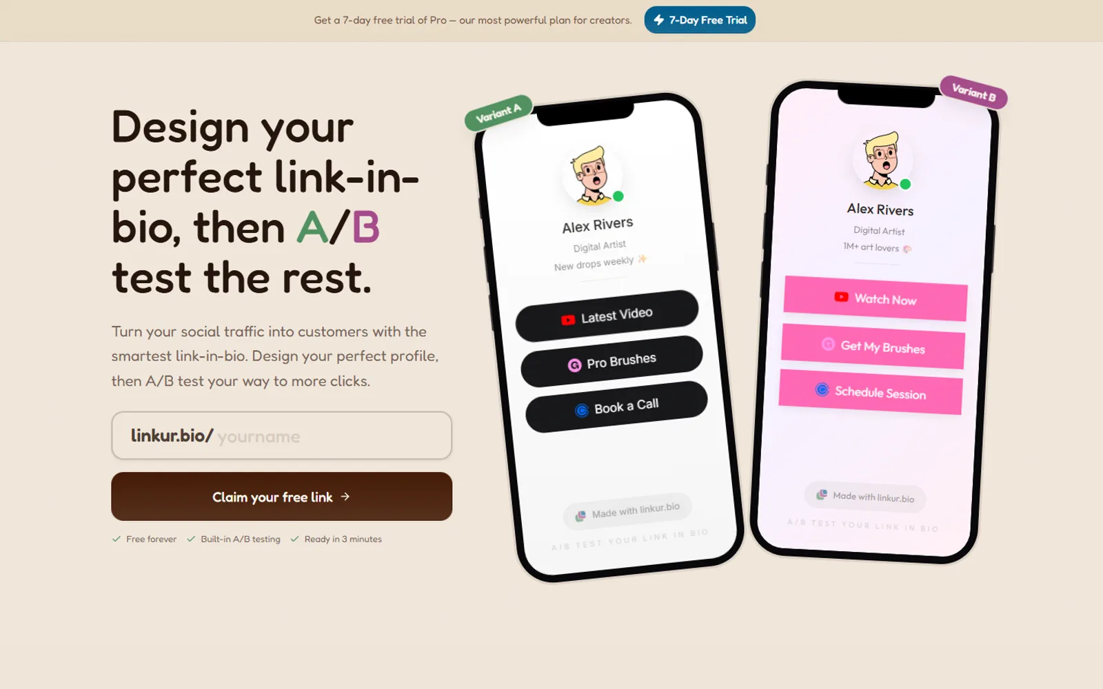 Linkur.bio — Link-in-bio, A/B-tested